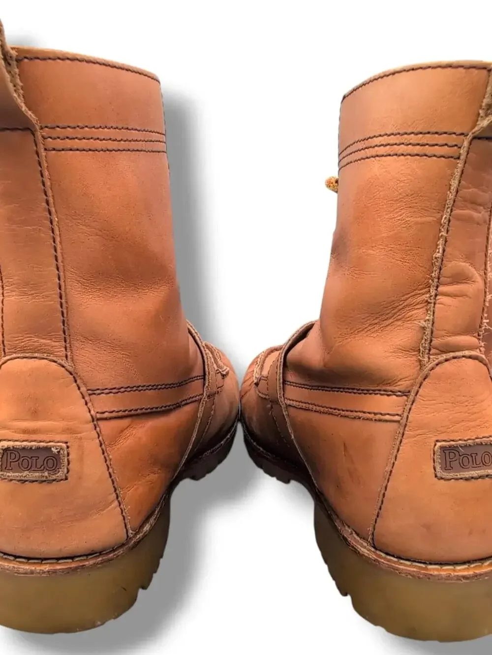 Polo‎ Ralph Lauren Ranger Boots Mens Size 9.5D Brown Leather Strap Buckle Combat
